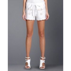BCBGMAXAZRIA “PASHA”  drawstring eyelet shorts